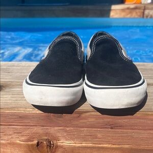 Vans Black and gray Slip-On Loafers used but in great shape!